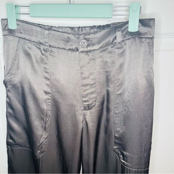 YOUNG FABULOUS & BROKE Finley Satin Cargo Pants Grey S NWT - Picture 6 of 10